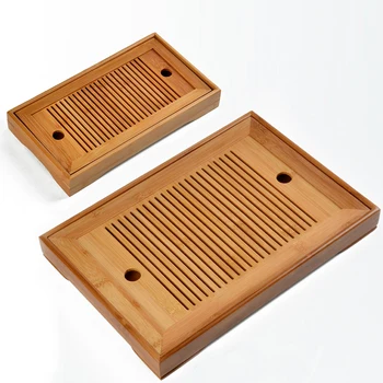 

Hot Sale 2 Size Kung Fu Tea Set Natural Wood Tea Tray Rectangular Traditional Bamboo Puer Tea Tray Chahai Tea Table Ceremony
