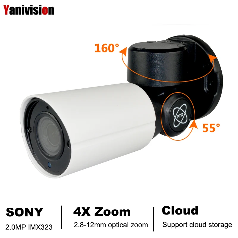 

2.0MP SONY IMX323 POE Mini PTZ IP Camera H.265 Cloud Storage Outdoor 4X Optical Zoom P2P CCTV Security Onvif Waterproof IR RTSP