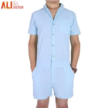 Alisister Летние повседневные мужские комбинезоны с коротким рукавом модный однобортный комбинезон на застежке Комбинезоны Короткие комбинезоны брюки