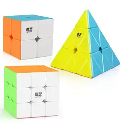 D-FantiX Qiyi скоростной куб набор Stickerless Qidi S 2x2 воин W 3x3 Qiming Pyramid Magic куб пазл игрушки