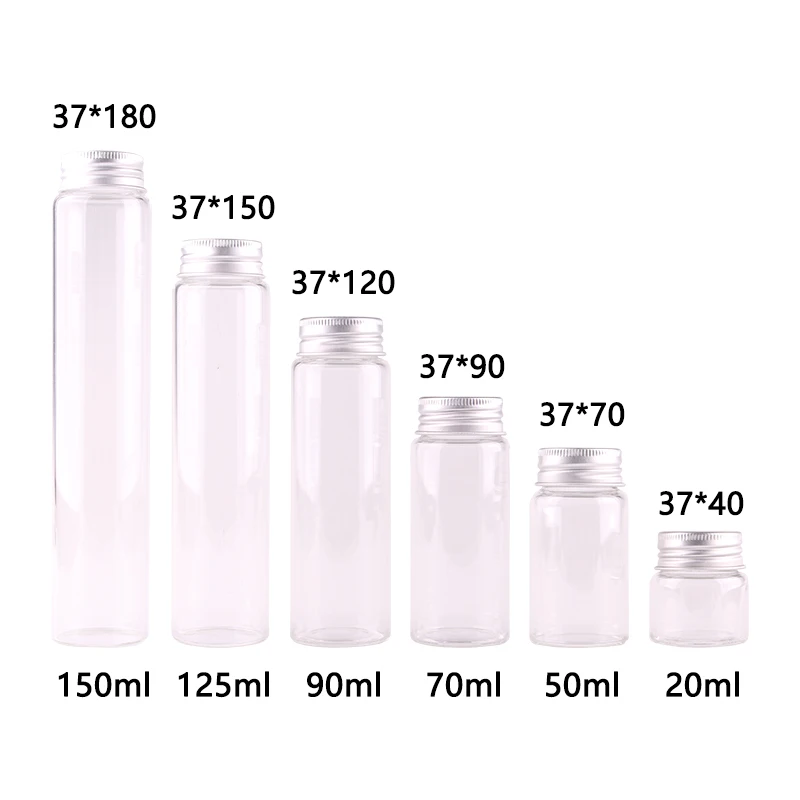 15 قطع ضياء 37 ملليمتر 20 ملليلتر/50 ملليلتر/70 ملليلتر/90 ملليلتر/125 ملليلتر/150 ملليلتر شفافة زجاج زجاجات التوابل جرة الحلوى تررم مع المسمار غطاء ال...