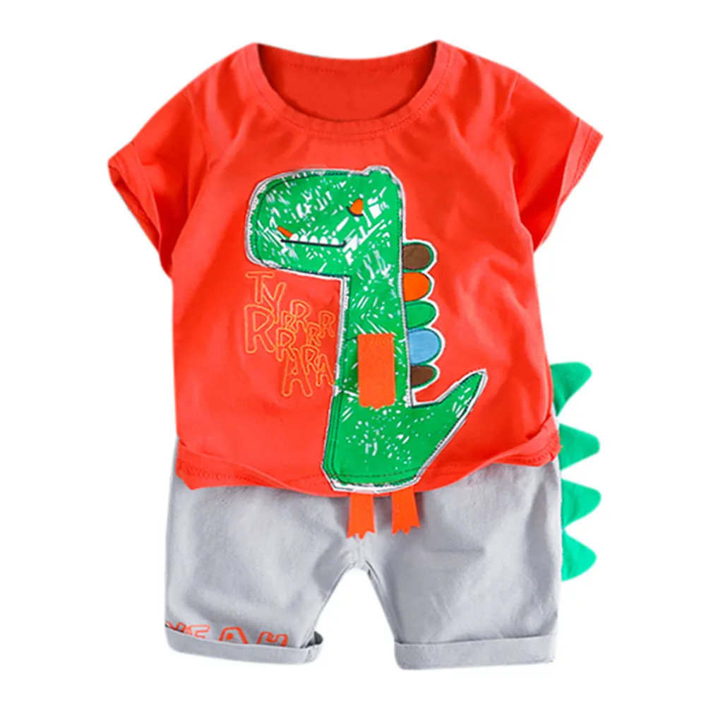 

Peridemes Carters for Kids Boy Dinosaur Tops T-shirt Clothes for Kids Cartoons Patchwork Short Pants Casual Outfits ropa bebe