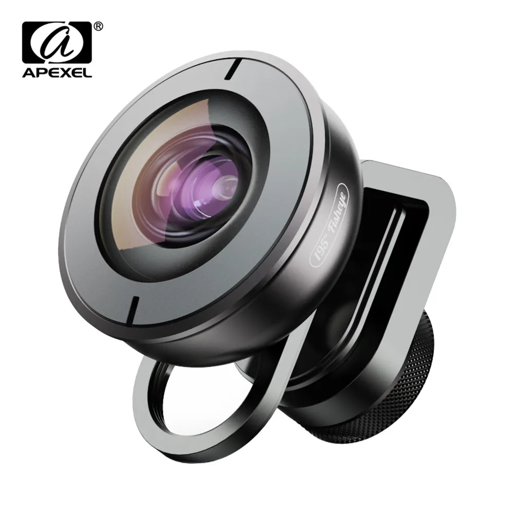 

Apexel 195 degree Fisheye Lens Camcorder Lens for Dual Lens Single Lens iPhone,Pixel,Samsung Galaxy All Smartphones For xiaomi