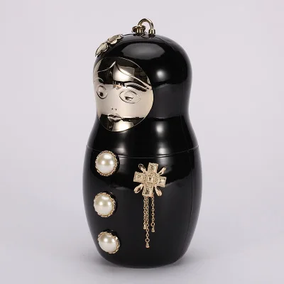 Russian Doll Acrylic Dinner Handbag Evening Bag Fat Baby Female Bag Ladies Pearl New Cartoon Pattern Shoulder Bag