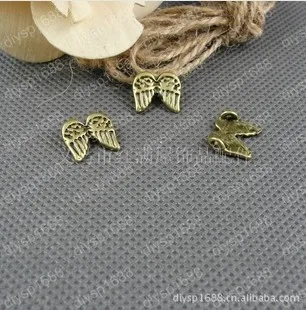 

100pcs/lot Zinc alloy bead Antique Bronze Plated Charms Pendants Fit Jewelry Necklace Findings 14*12MM Wing Shape JJA1459