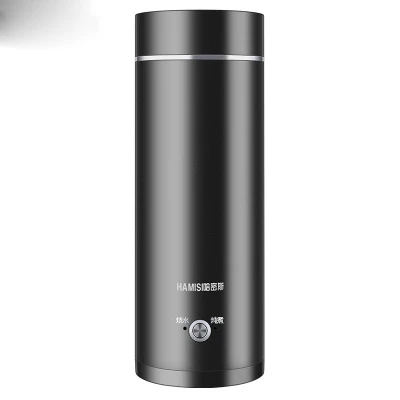 Kettle Portable Stainless Steel Mini Travel Kettle Water Heater Electric Kettle ThermAl Water Bottle Insulation Health Cup - Color: black