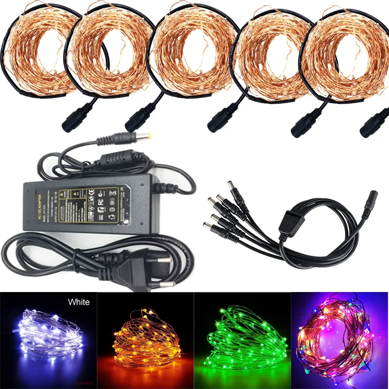 30 м 40 50 LED DC12V микро рисовая проволока медная гирлянда для вечеринки DC женский