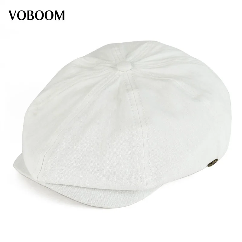 VOBOOM Summer White Cotton Newsboy Cap Men Women Eight Panel Hat Baker Boy Caps Retro Apple Hats