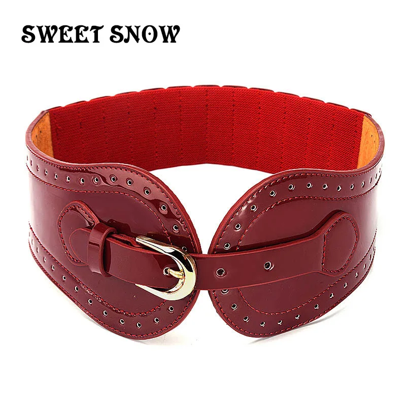 

SWEET SNOW New Retro Genuine Leather Women's Belt Elegant High Quality Girl Belt Wide Fashion Patent Leather Girl Belt
