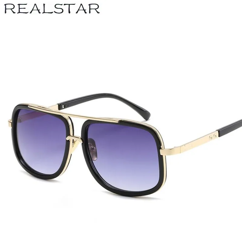 REALSTAR брендовая Модные солнцезащитные очки Для мужчин квадратный дизайнерские Винтаж металлические стимпанк Солнцезащитные очки женские солнцезащитные очки Oculos S72