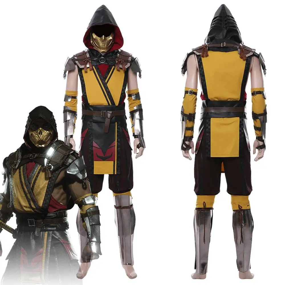Карнавальный костюм Mortal Scorpion Hanzo Hasashi скорпиона для взрослых мужской маска полный