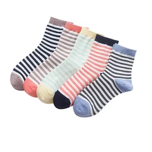 5 пар/партия Модные Полосатые дышащие летние Стильные черные хлопковые женские модные носки Harajuku ярких цветов Chaussette Femm