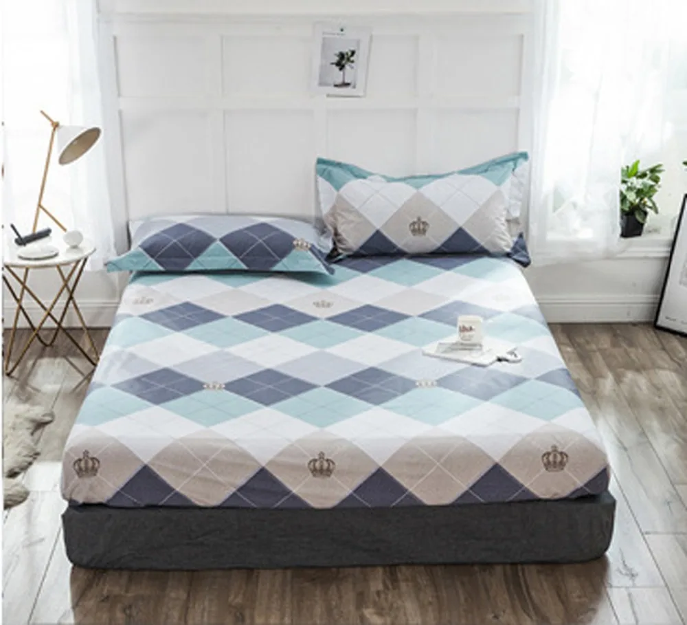 

New Cotton Fitted Sheet Bedroom Single Double Fitted Bed Cover Bedspread Twin Full Queen Bed Sheets Bedding Mattress Cover Crown