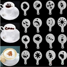 16 шт./компл. капучино кофе, бариста шаблон Strew молоко торт трафареты для кекса шаблон формы для посыпания Duster Спрей инструменты аксессуары