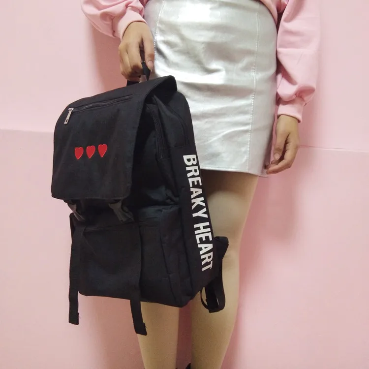 Menina bonito amor bordado mochila de grande