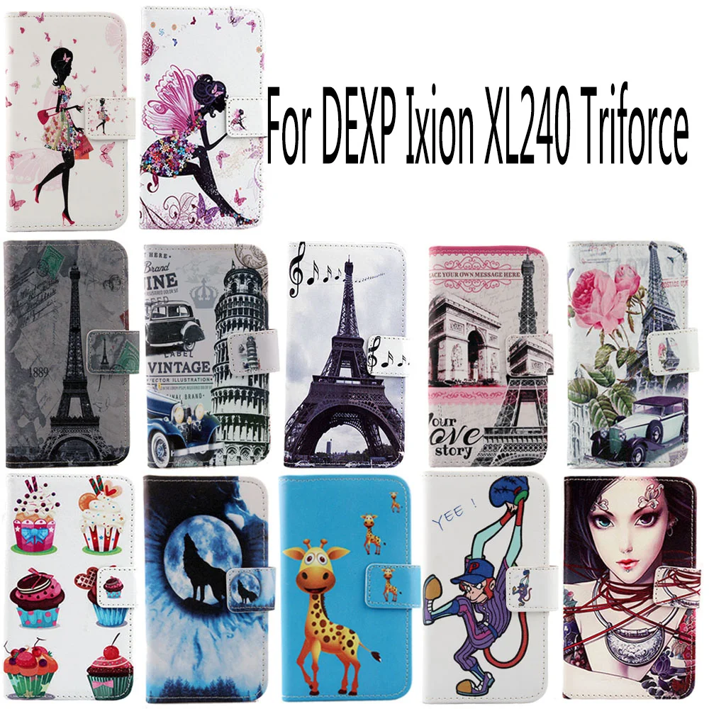 

AiLiShi PU Flip Fashion Leather Case For DEXP Ixion XL240 Triforce Cute Cartoon Painted Cover Skin Phone Protective Case
