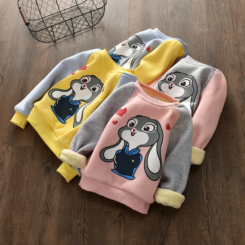 Детский свитер; одежда для маленьких девочек с рисунком кролика; топы с длинными рукавами для малышей; сезон зима-весна; одежда из флиса в Корейском стиле для маленьких мальчиков