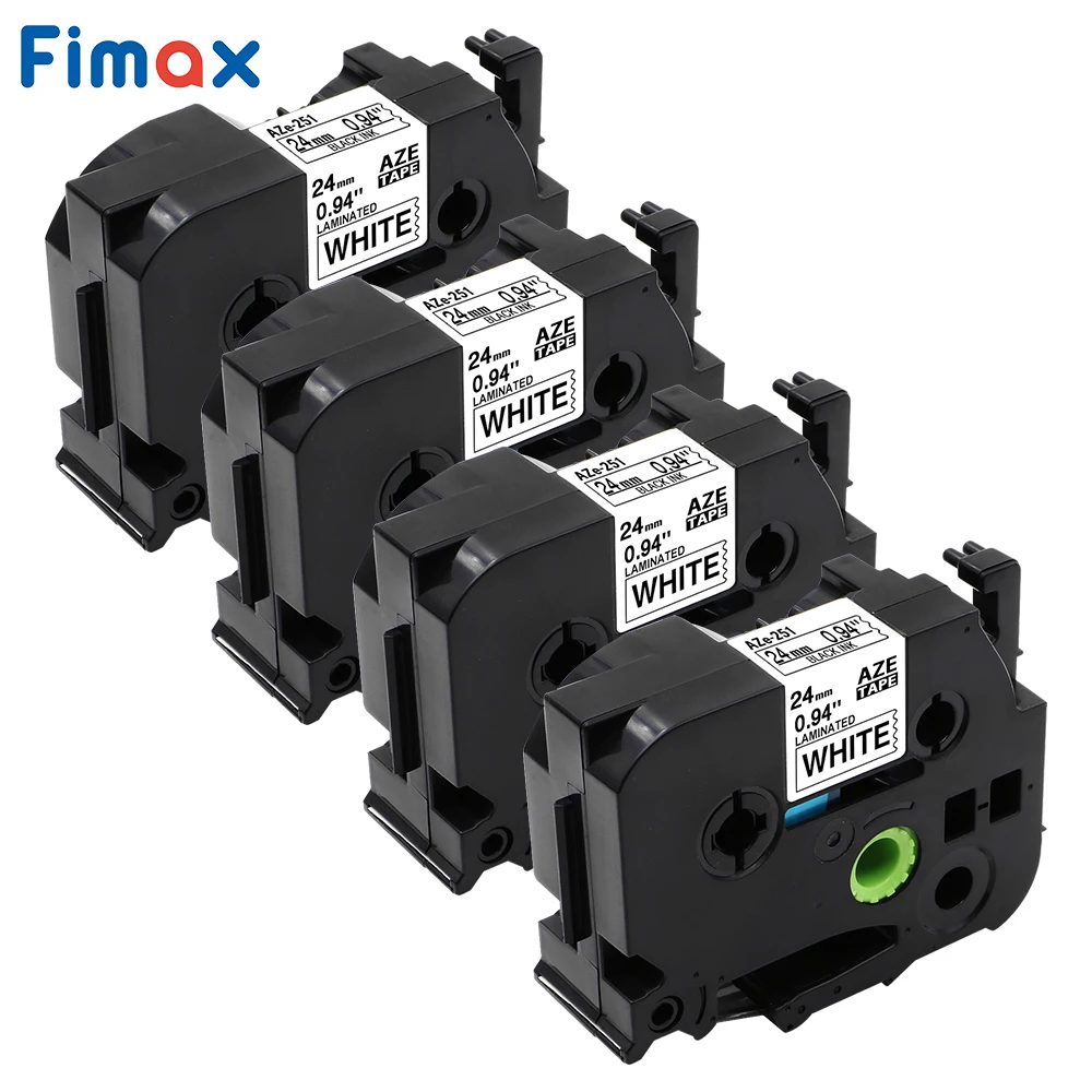 Fimax 4 упаковки TZe251 Совместимость для Brother P-touch этикетка лента TZe-251 Tze251 24 мм черный