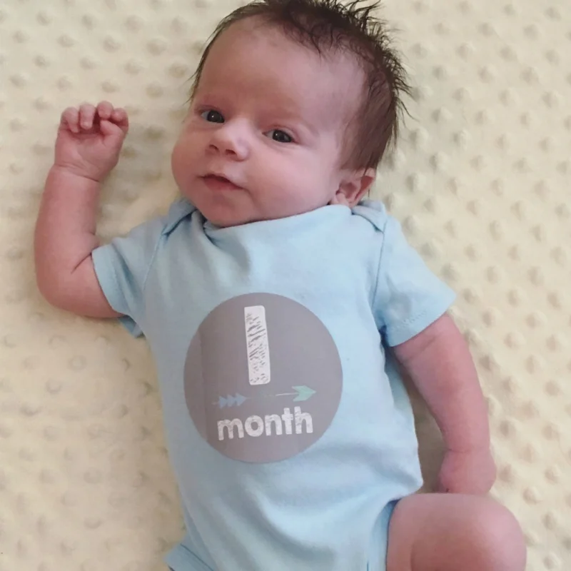 12PCS Baby Monthly Photograph Stickers Novelty 1-12M Milestone Stickers Memo DIY Scrapbook Photo Album Anti-dirty Growth Prop