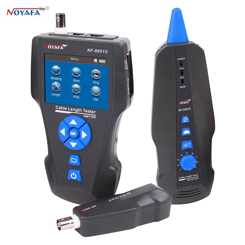 

TDR Network LCD Cable Tester, Noyafa NF-8601S Multi-Functional Tracker for RJ45,RJ11,BNC, Metal Cable,PING/POE ,w/ Port Flashing