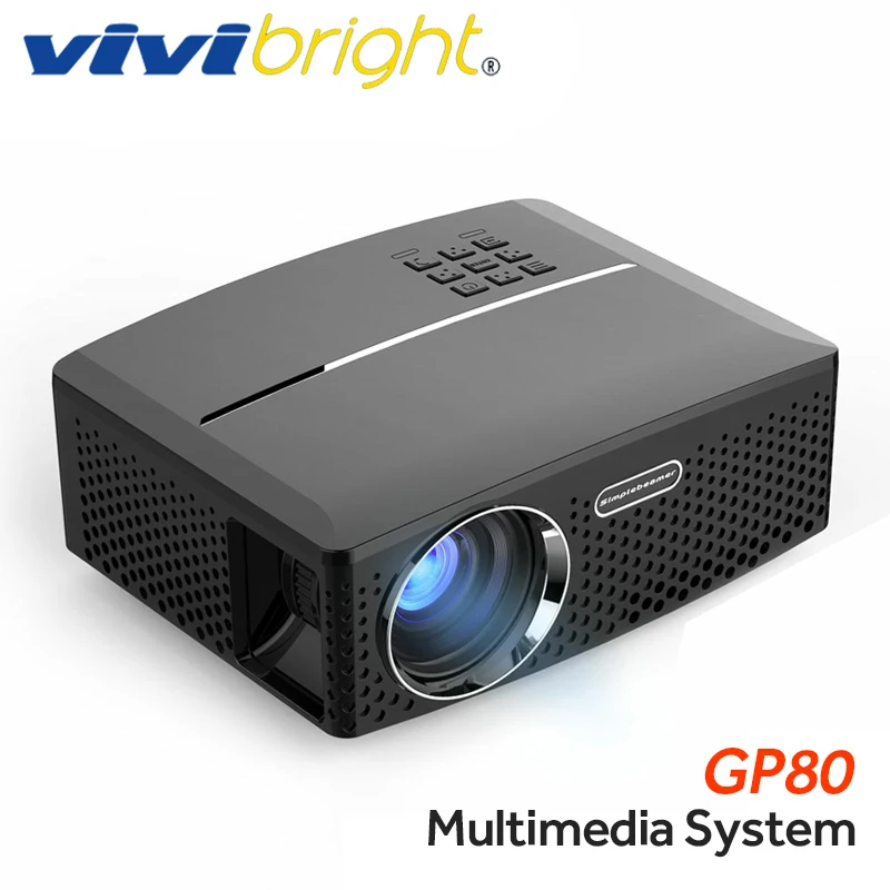 VIVIBRIGHT светодиодный проектор GP80. Низкая цена 1800 люмен 800*480 HDMI USB PC поддержка Full HD 1080