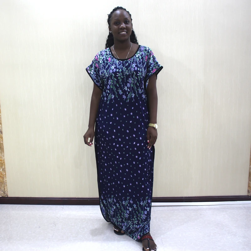 

2019 Fashion Blue Polyester Print African Dashiki Dresses For Women Refreshing Casual Dress