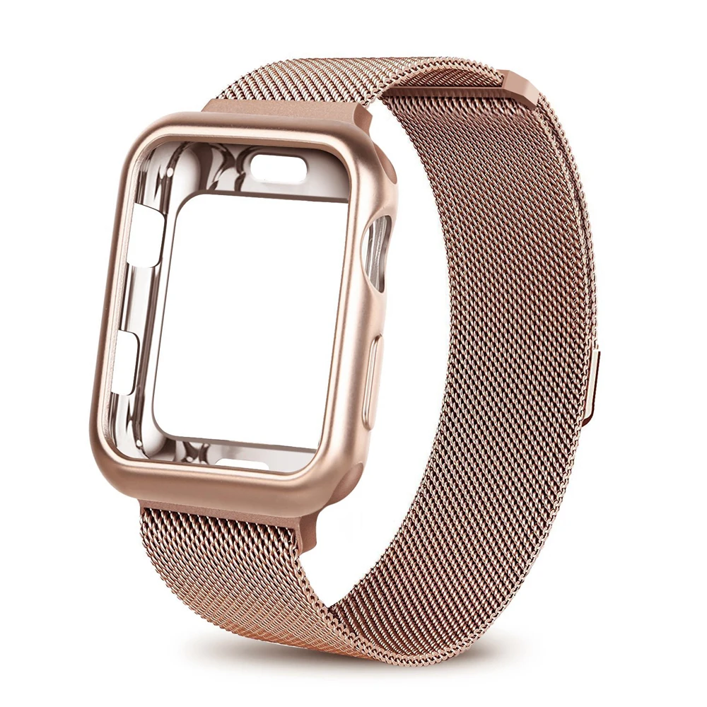 

Case+milanese loop strap for apple watch band 44mm 40mm iwatch series 4 bracelet wrist stainless steel mesh metal watchband