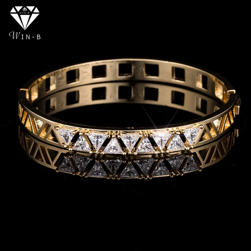 

WIN-B Gold Bangles Indian Love Cuff Bangle Crystal Bling Bracelets Femme 2019 Stainless Steel Jewelry for Women Gift bijoux