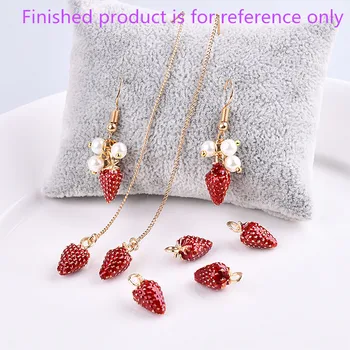 

Diy jewelry making 30pcs/lot cute alloy drop oil strawberry shape pendants charms fit earrings/garments/keychain accessory