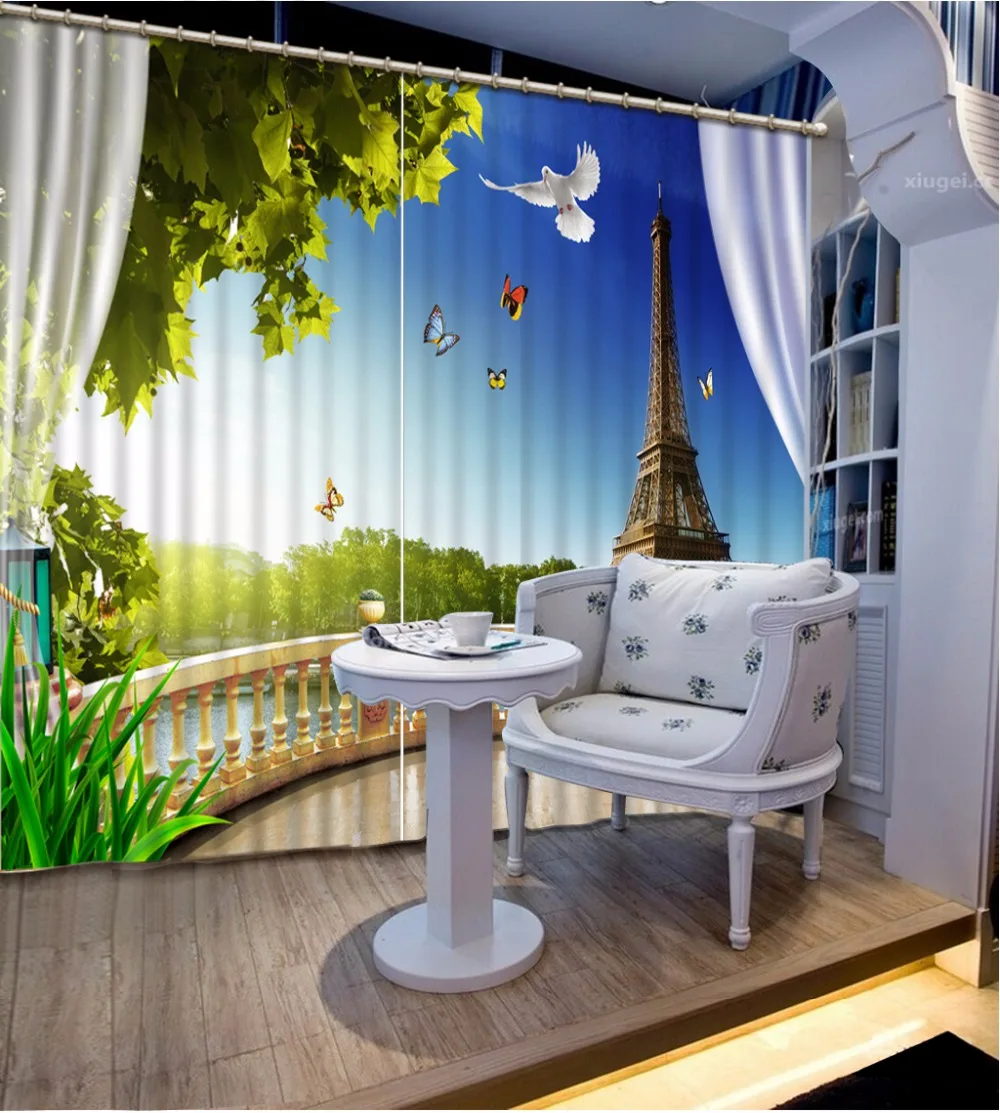

3D Curtain Blackout Shade Window Curtains Balcony Tower Curtains For Living Room 3D Bathroom Shower Hook Curtain