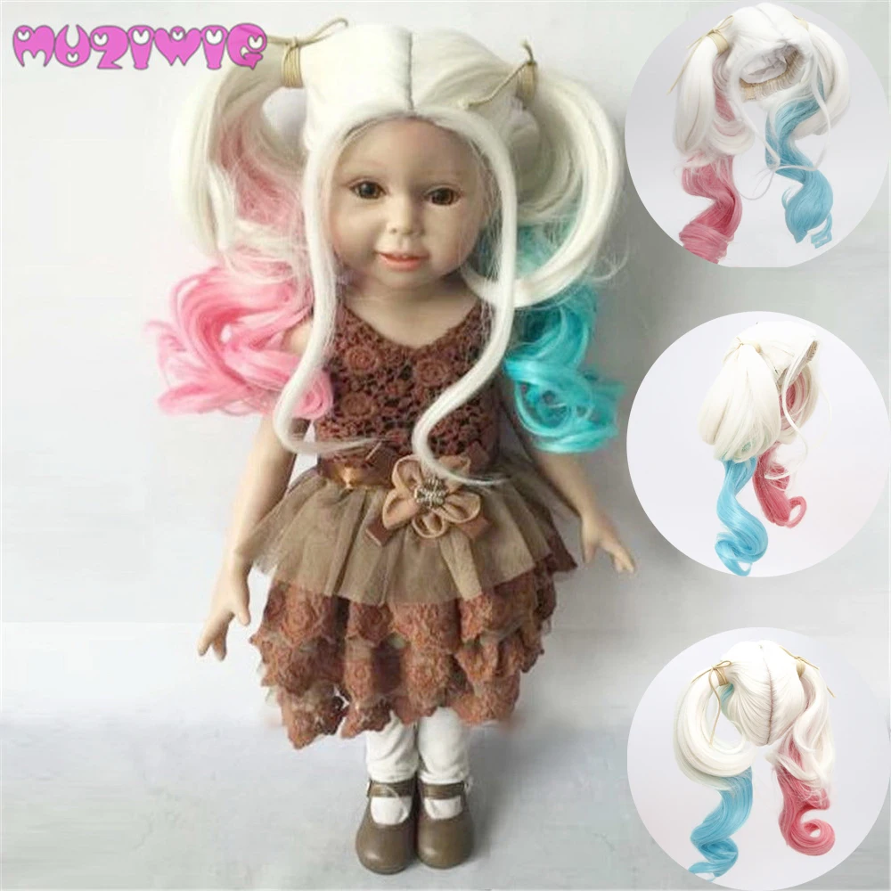 

18 inch Doll Wig Hair MUZIWIG Long Wave Wigs with Double Ponytail for America Doll