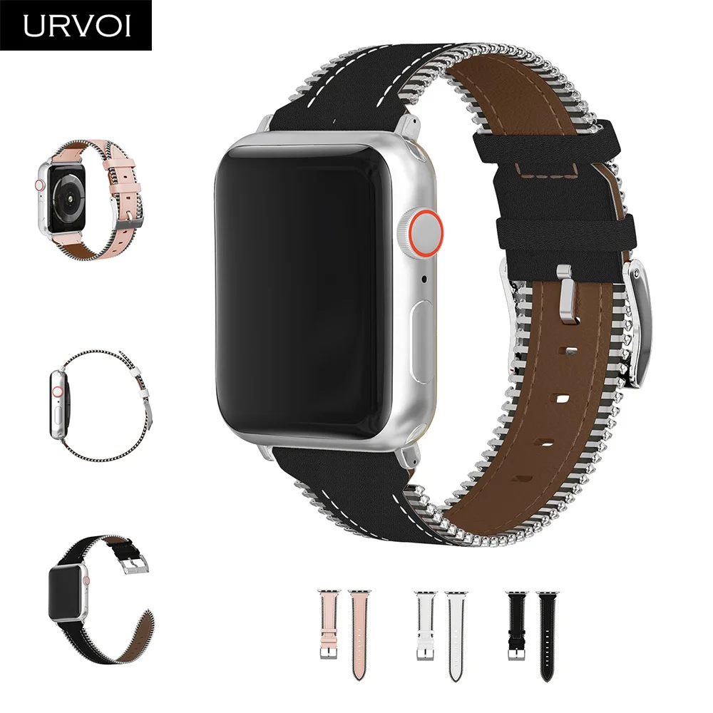 Ремешок URVOI для Apple Watch ремешок из натуральной кожи iwatch 54 3 2 1 с молнией на боку