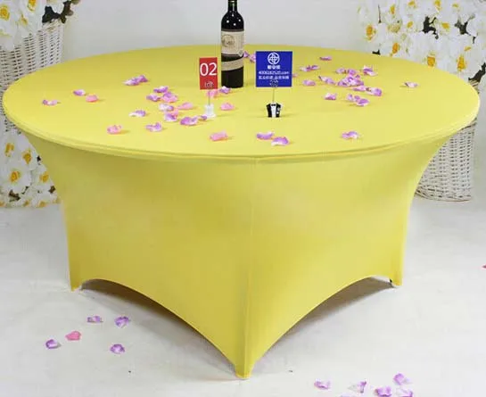 1 шт. 5ft 6ft круглый приталенный эластичный чехол для стола из спандекса лайкра стрейч скатерть на стол для свадьбы отель украшение для банкета и вечеринки - Цвет: Yellow