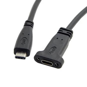 

10pcs/lot USB-C USB 3.1 Type C Male to Female Extension Data Cable with Panel Mount Screw Hole