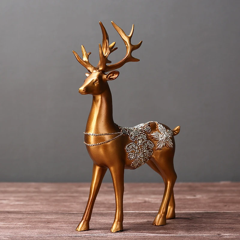 Artificial Reindeers Wedding Decoration Figurines Miniatures Metal Ornament Vintage Home Decor Accessories Valentines Day Gifts9
