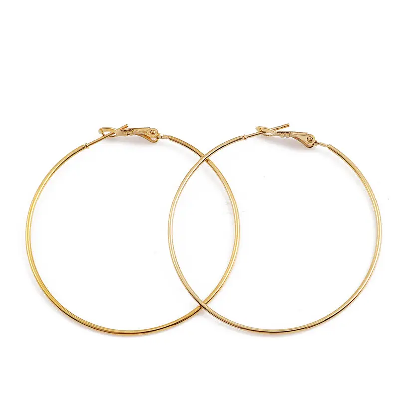 

Fashion Stainless Steel Hoop Earrings Gold Circle Ring For Women Trendy Jewelry Gift 50mm Dia., Post/ Wire Size:20 gauge, 1 Pair