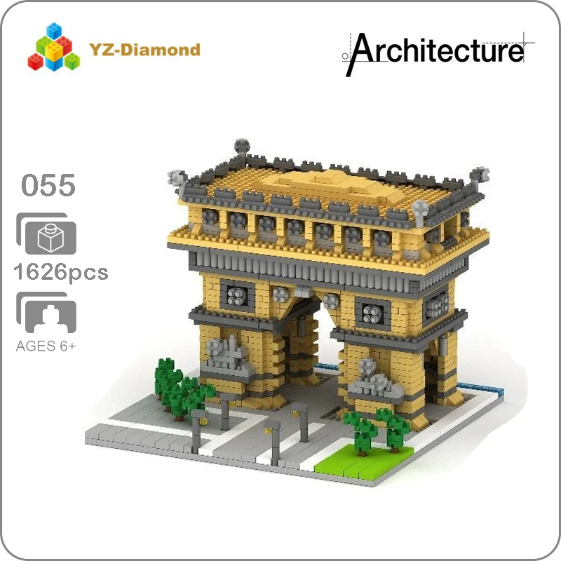 

YZ 055 World Famous Architecture Arch of Triumph Gate 3D Model Mini Diamond Micro Building Blocks Brick Assembly Toy no Box