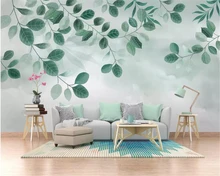 Beibehang Custom wallpaper mural small fresh green leaf plant watercolor TV background wall papel de parede 3d wallpaper behang цена Beibehang Custom wallpaper mural small fresh green leaf plant watercolor TV background wall papel de parede 3d wallpaper behang цены онлайн
