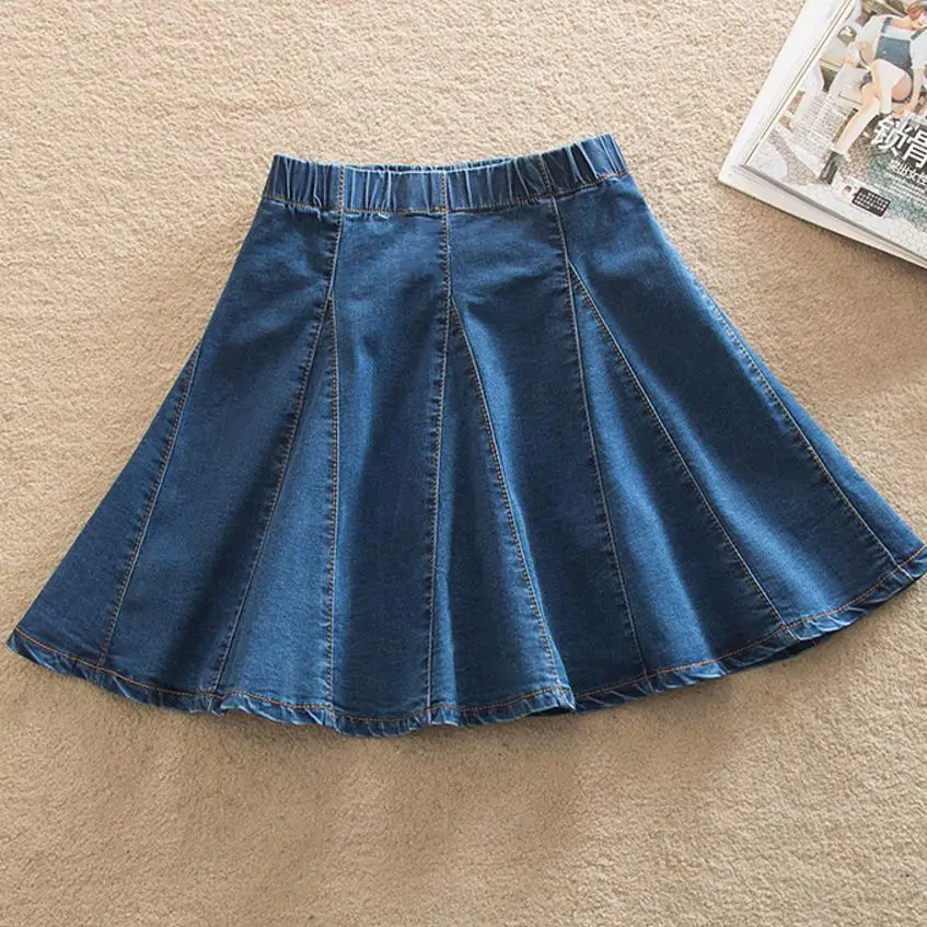 

new spring and summer new plus-size elastic denim skirt umbrella a line short skirt