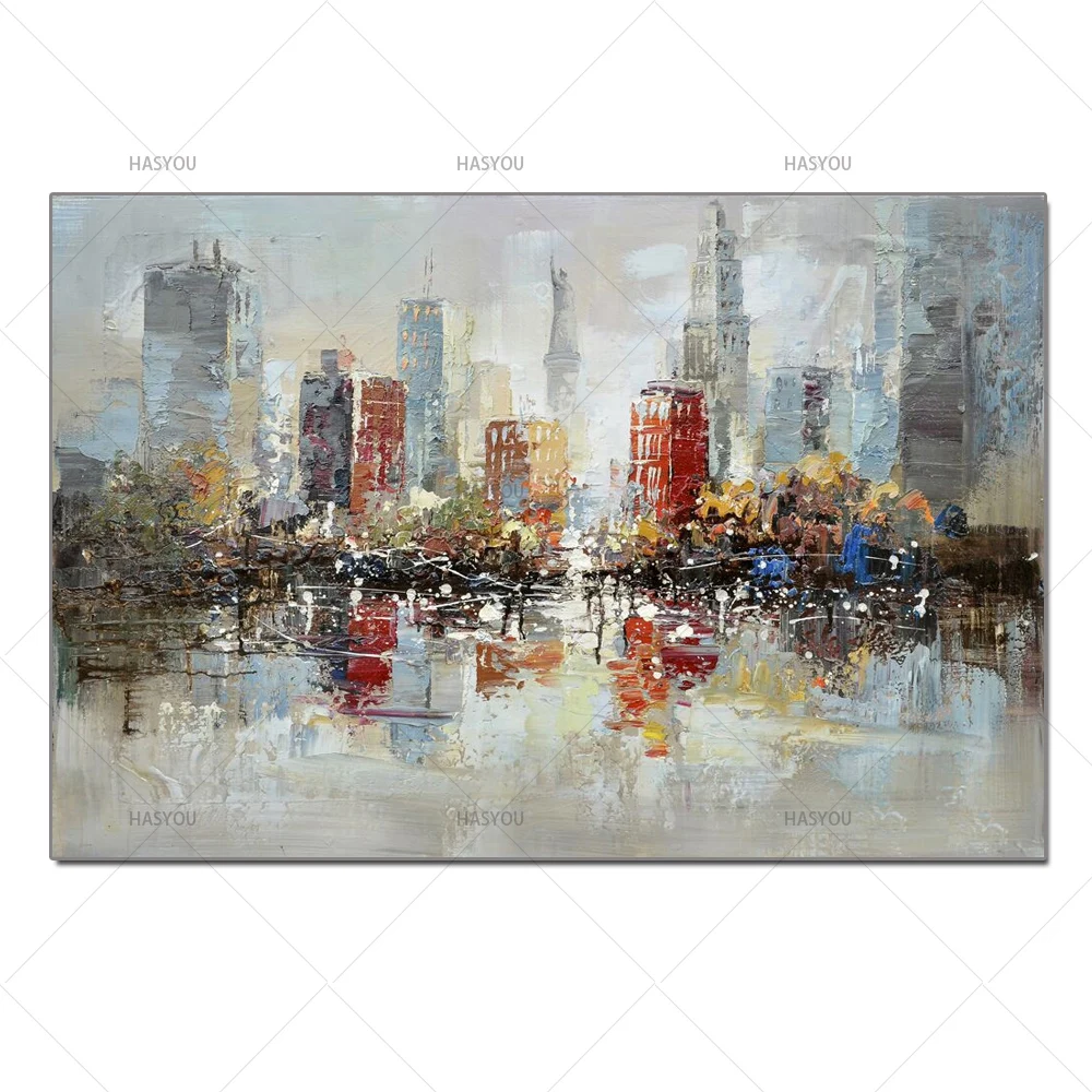 

100% Handmade Modern Abstract Oil Painting On Canvas Multi Color City Painting Living Room Wall Decorative Art Picture