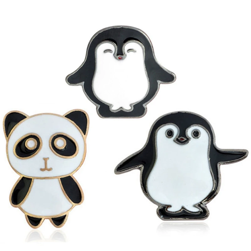 Милые эмалированные заколки с изображением панды пингвина животными аниме