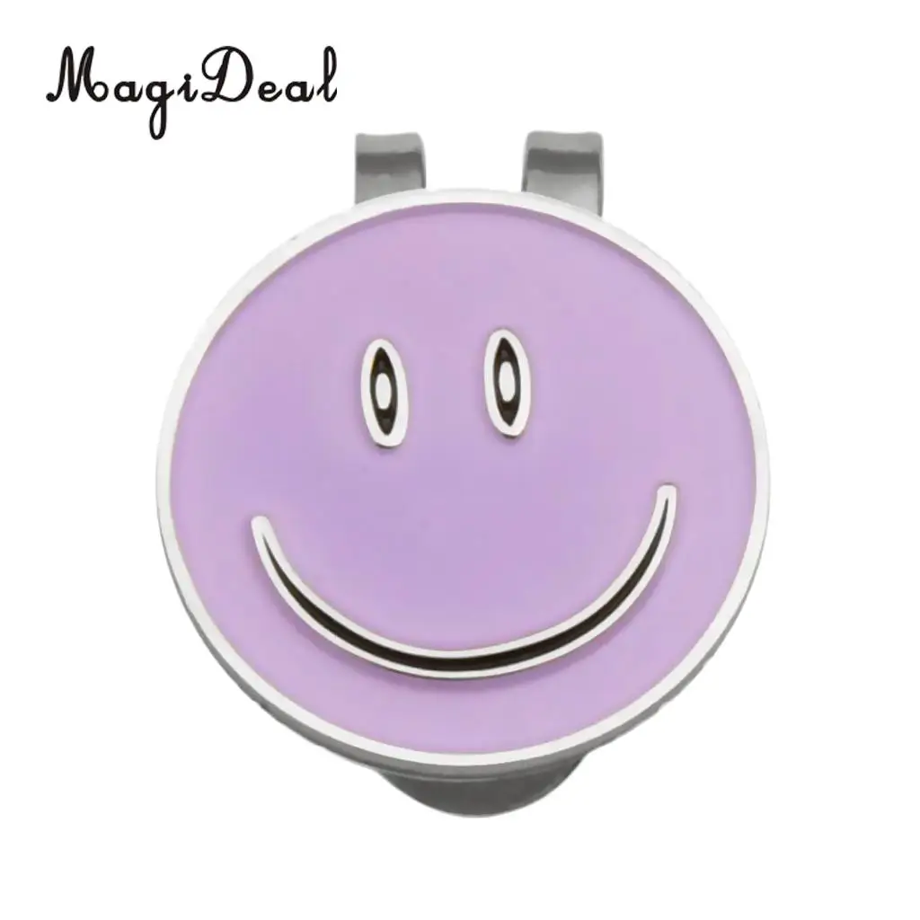Professional Sturdy Smile Face Magnetic Cap Hat Visor Clip Golf Ball Marker Gift Purple Golf Accessories