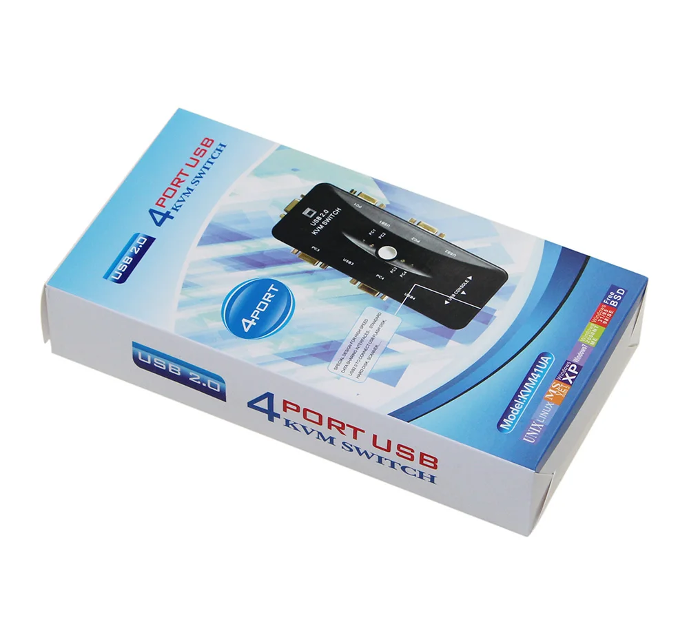 Новинка USB2.0 KVM переключатель 4 порта Селектор VGA печать Авто монитор коробка