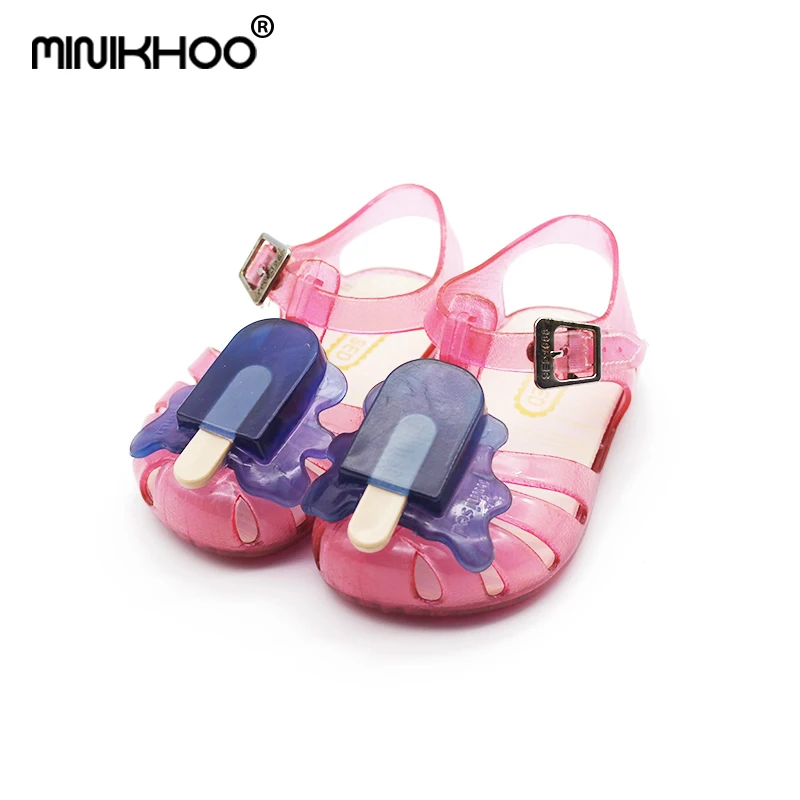 

Mini Melissa Cute Popsicles Mini Girls Sandals 2018 New ARANHA VIII Ice Cream Jelly Sandals Shoes Soft Comfort Kids Sandals