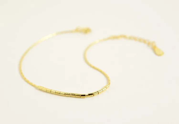 Золотой 925 пробы Серебряный браслет для женщин простой тонкий звено цепи модные браслеты& браслеты панк мода шик ювелирные изделия - Окраска металла: gold