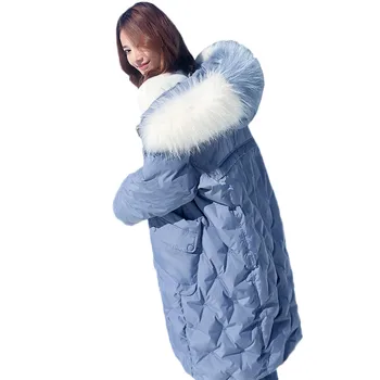 

Women Down Jacket Winter High Quality White Duck Down Coat 2018 Fashion Medium Long Overcoat Female Large Fur Collar Jacket WIN8