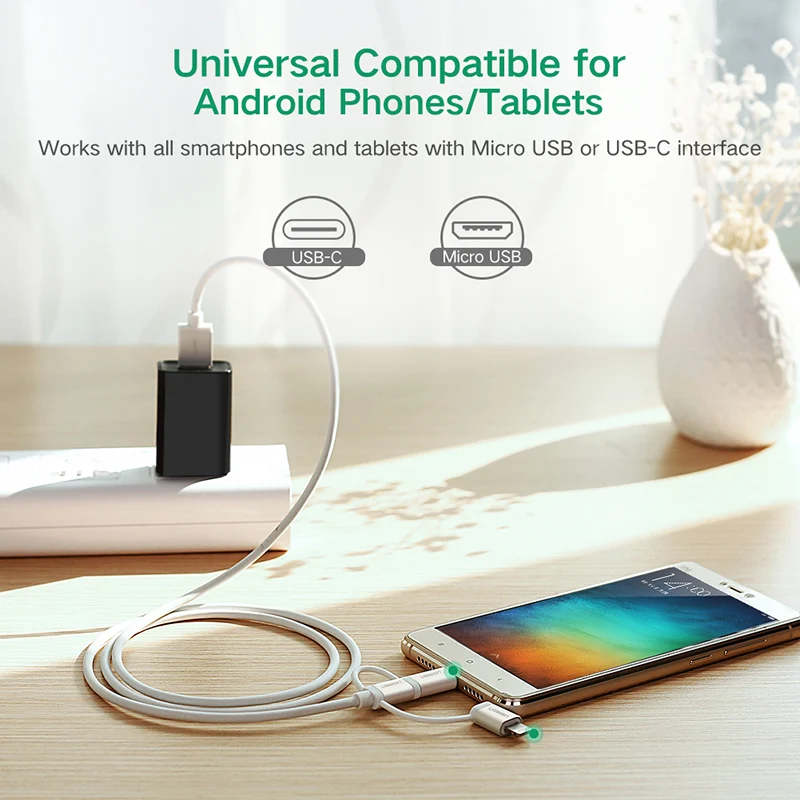Ugreen USB кабель для iPhone XS X 8 7 6 зарядное устройство 2 в 1 Micro Android Type c кабели мобильных