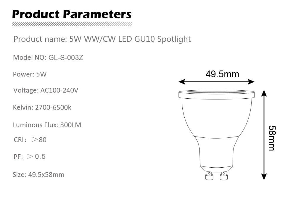 Zigbee ww/cw GU10 Светодиодный прожектор 5 W ZLL управление приложение телефона Цвет лампа, реагирующая на температуру AC100-240V холодный белый и теплый