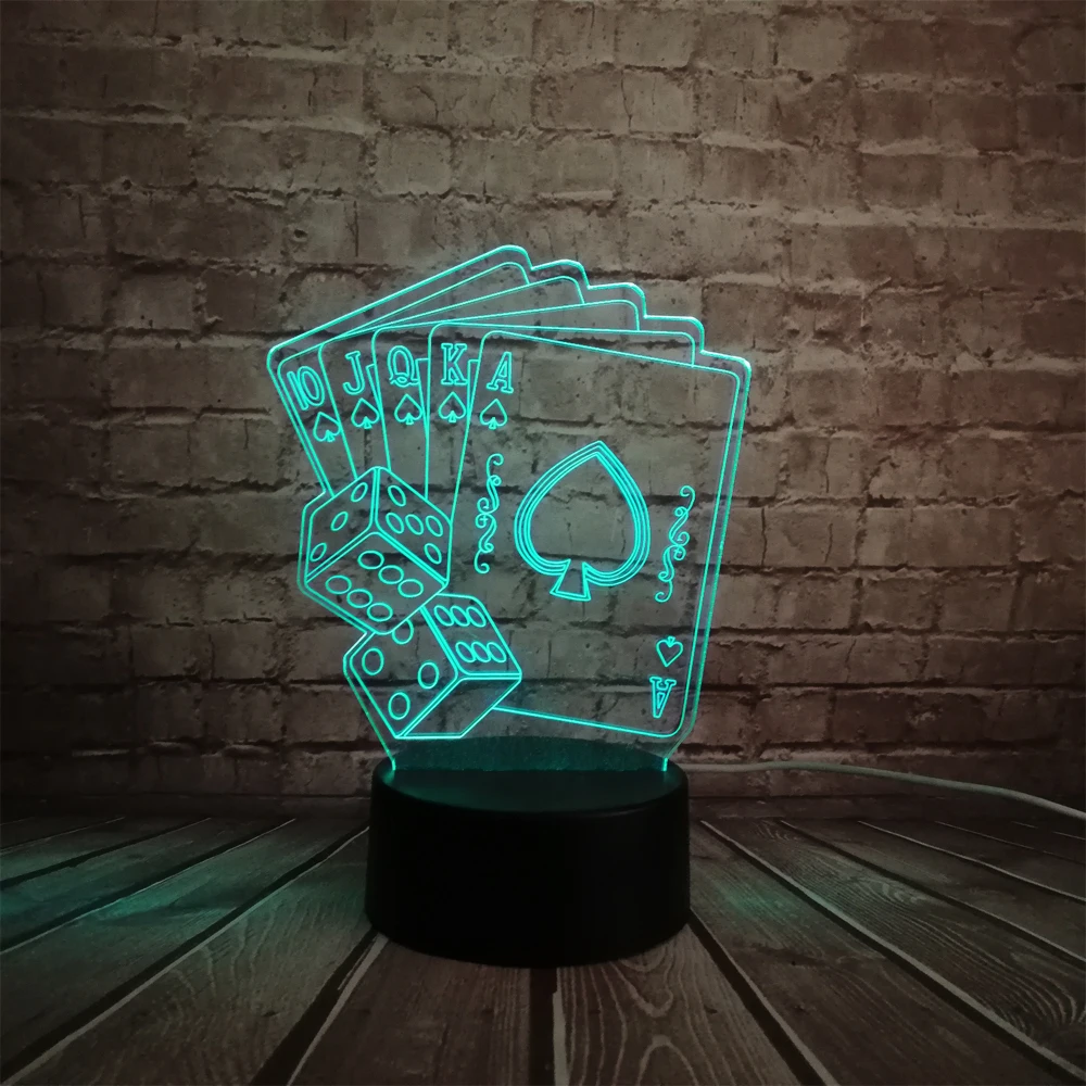 Креативный 3D светодиодный USB светильник волшебник украшение Техасский HOLD EM Dice Poker