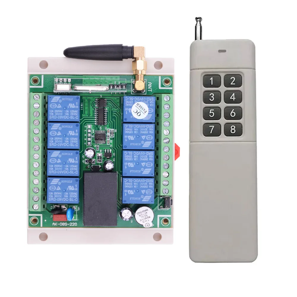 AC 110V 220V 250V 8 Channel Remote Control Switch Wireless Light With Kinds Of Working 3000M Work Button Transmitter | Обустройство